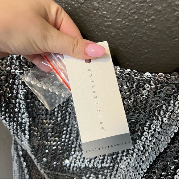 REVOLVE, Endless Rose Sequin Mini Dress in Silver - Picture 13 of 16